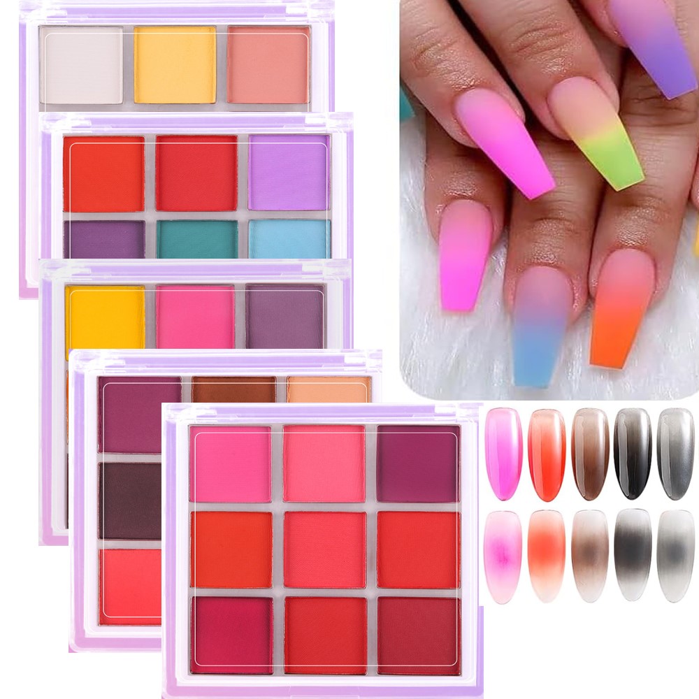 Nail Art Ombre Glitter - 4/6/9 farben Nagel Pigment Palette Solide