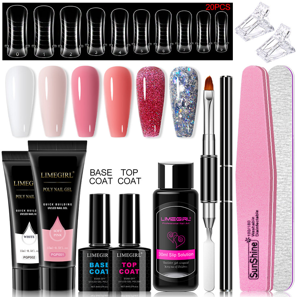 Polygel Nail Kit - Poly-Nagel-Gel-Set für verlängernägel, langlebig, natürlich aussehend,