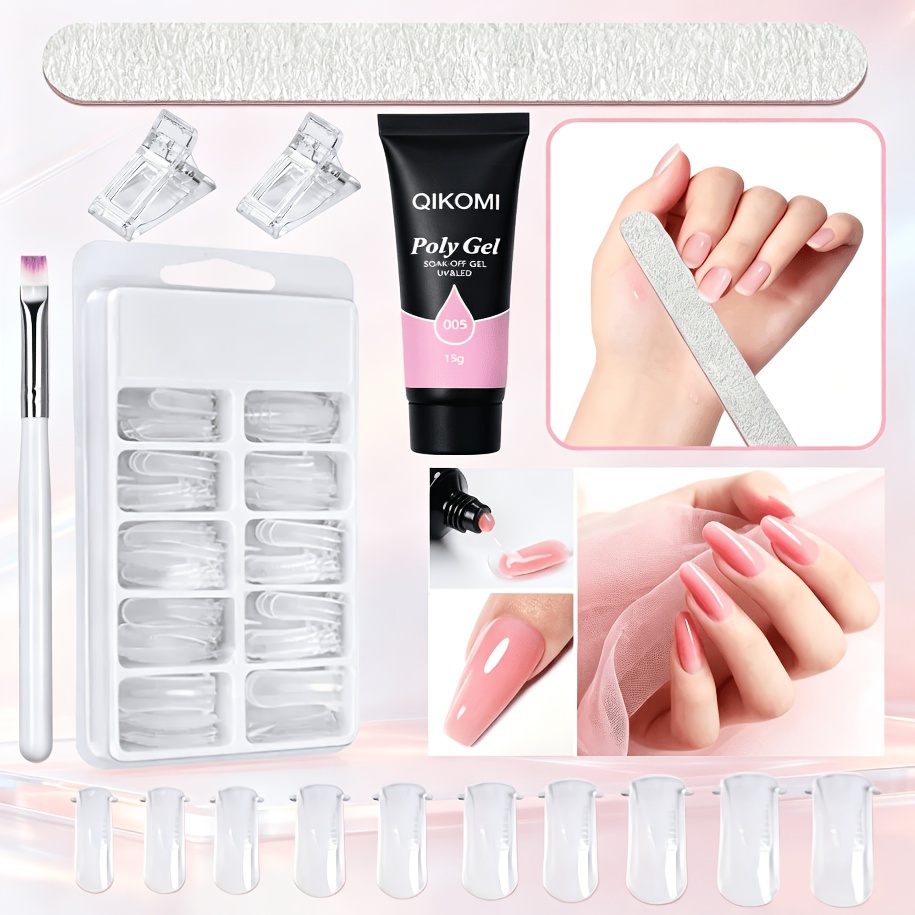 Polygel Nail Kit - QIKOMI Poly Gel Nagelverlängerungs-Set mit Doppelendiger