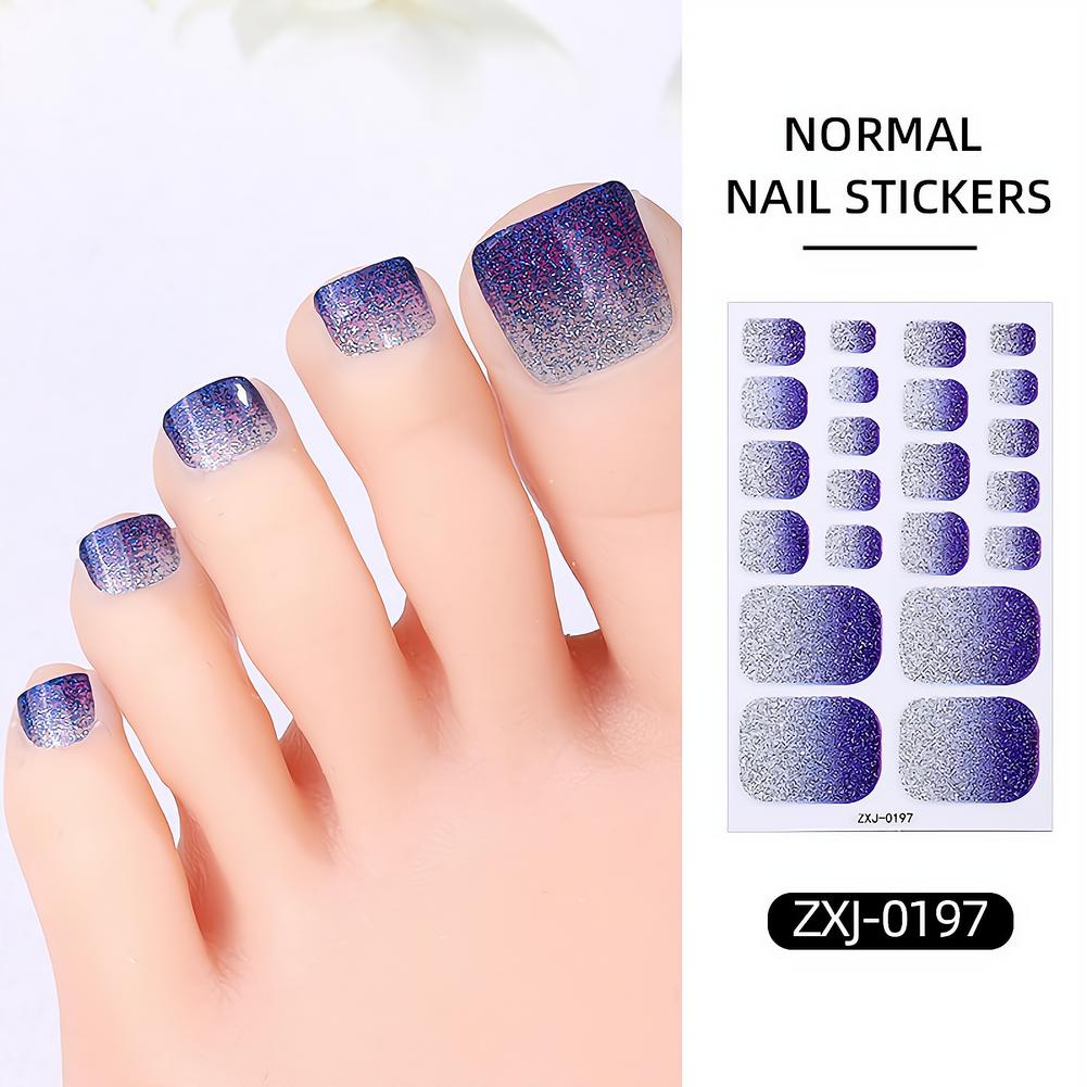Nail Art Ombre Glitter - 22 Glitzer-Fußnagel-Sticker mit Farbverlauf, Funkelnde Ombre