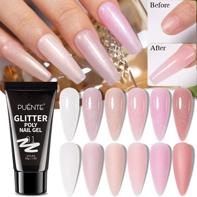 Polygel Nail Kit - 30ML Glitter Poly Nagel Gel Hema