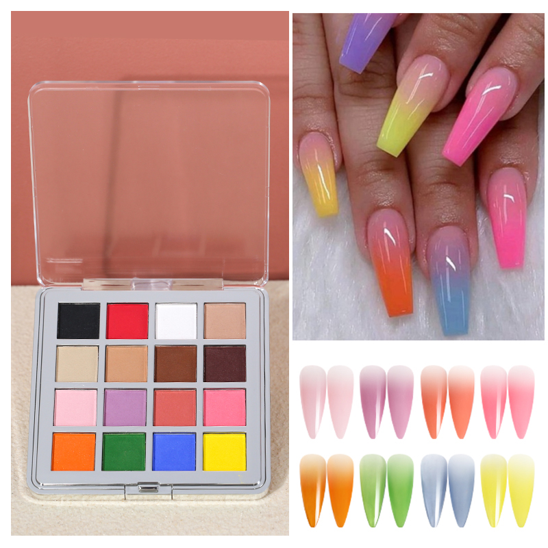 Nail Art Ombre Glitter - Mocmaki DIY Farbverlauf-Nagelpuder, 12 Farben, Glitzerpigment,
