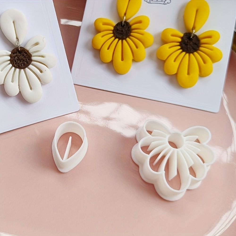 Nail Art Elegant - 2-teiliges Elegantes Blumenförmiges Polymer-Tonformen-Set Sonnenblume/Gänseblümchen Tonformen