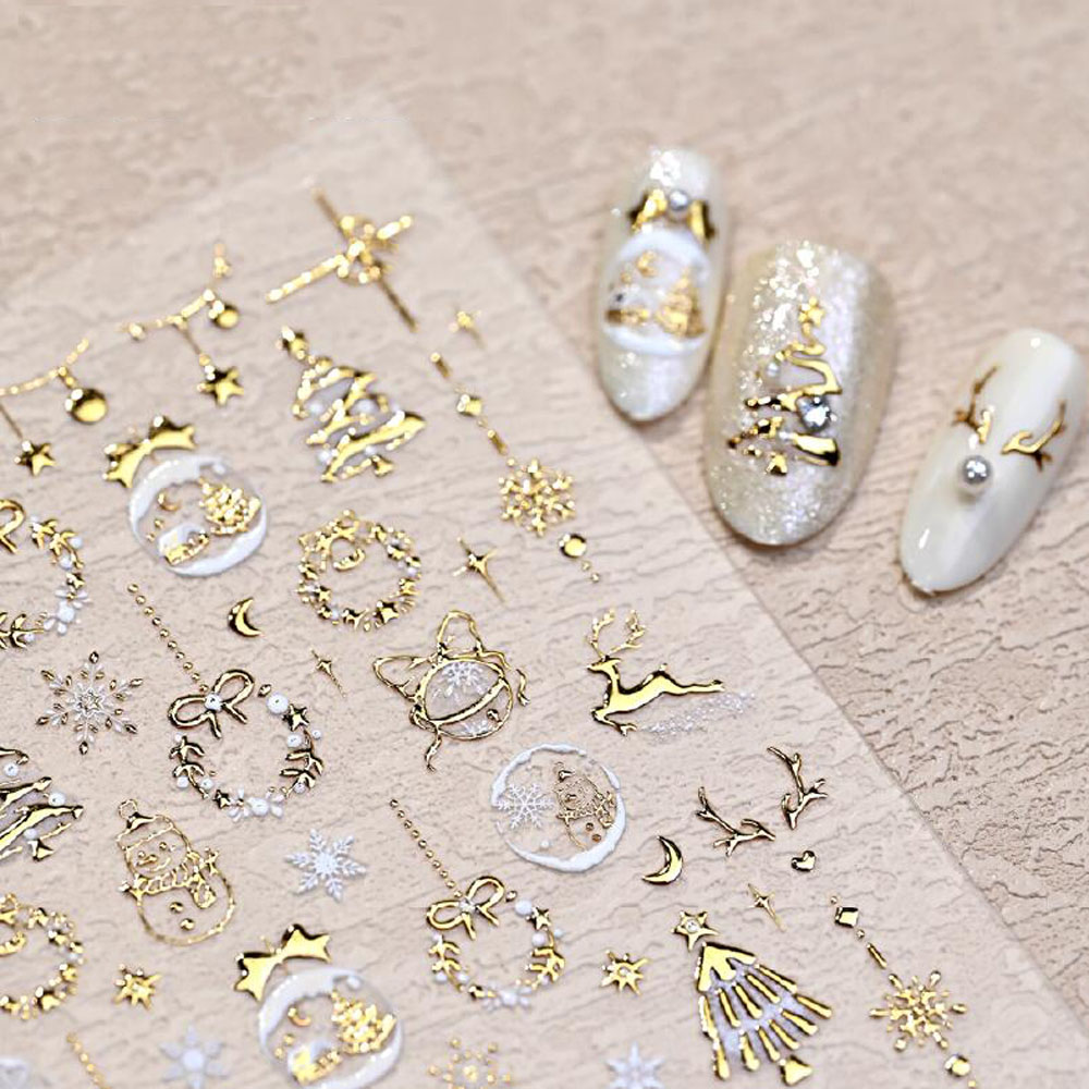 5D Bronzing Gold Weihnachten N – Nail Art Xmas Stickers Bewertung und Preis