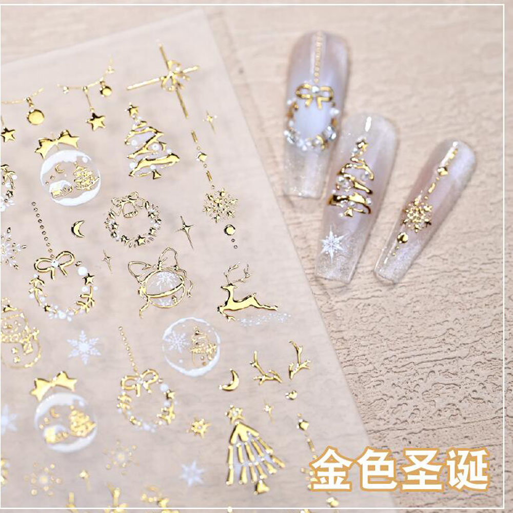 5D Bronzing Gold Weihnachten N – Nail Art Xmas Stickers Bewertung und Preis