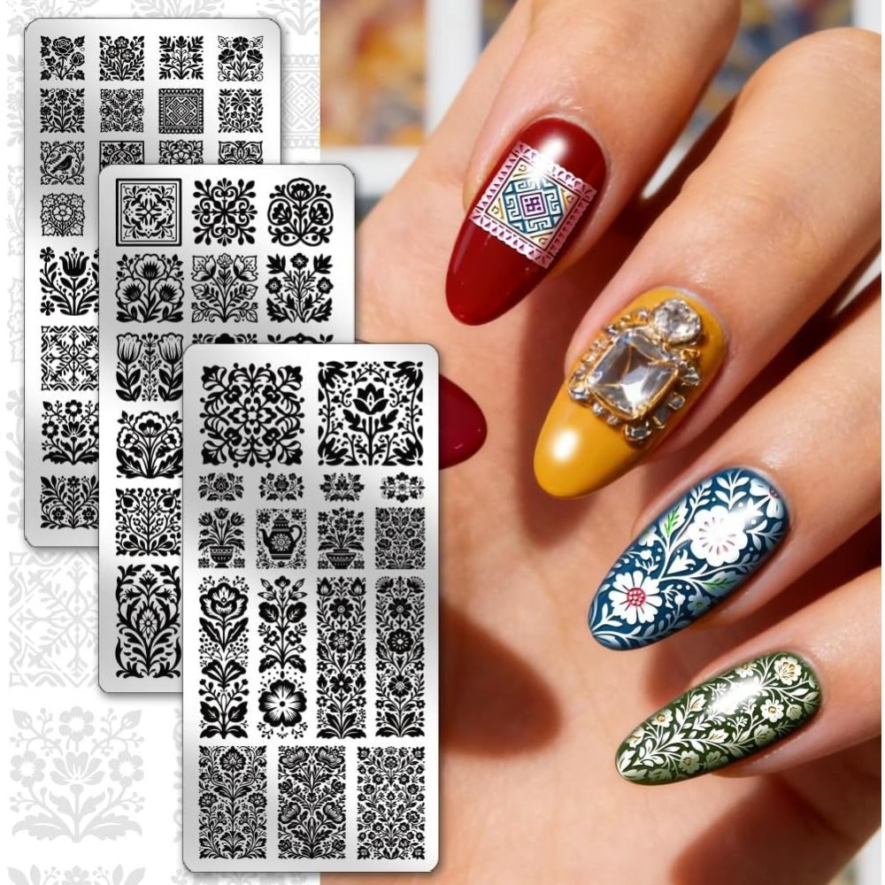 3 Stück Blumen-Nagelstempelpla – Nail Art Inspo Bewertung und Preis