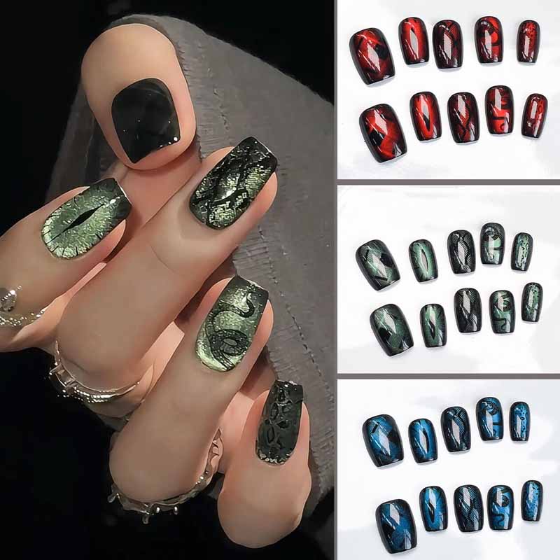 10 Stück dunkler Stil, kühler  – Nail Art Emerald Blue Bewertung und Preis
