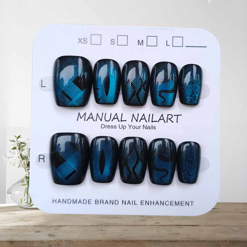 10 Stück dunkler Stil, kühler  – Nail Art Emerald Blue Bewertung und Preis