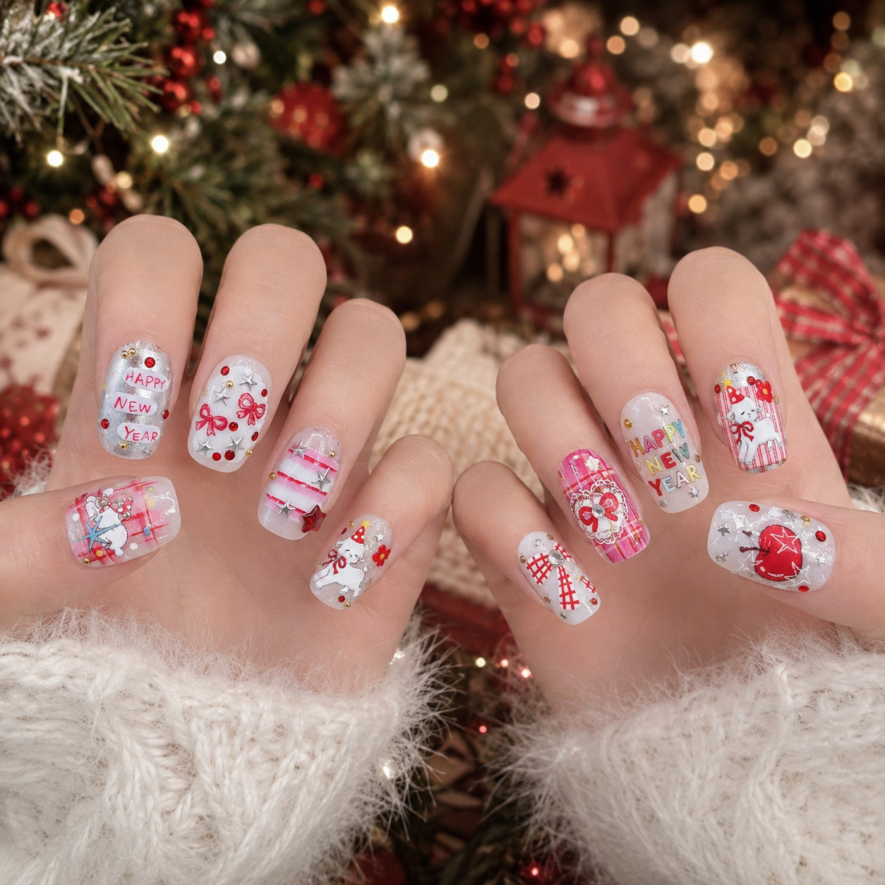 Festliche rote 5D Weihnachts-  – Nail Art Xmas Stickers Bewertung und Preis
