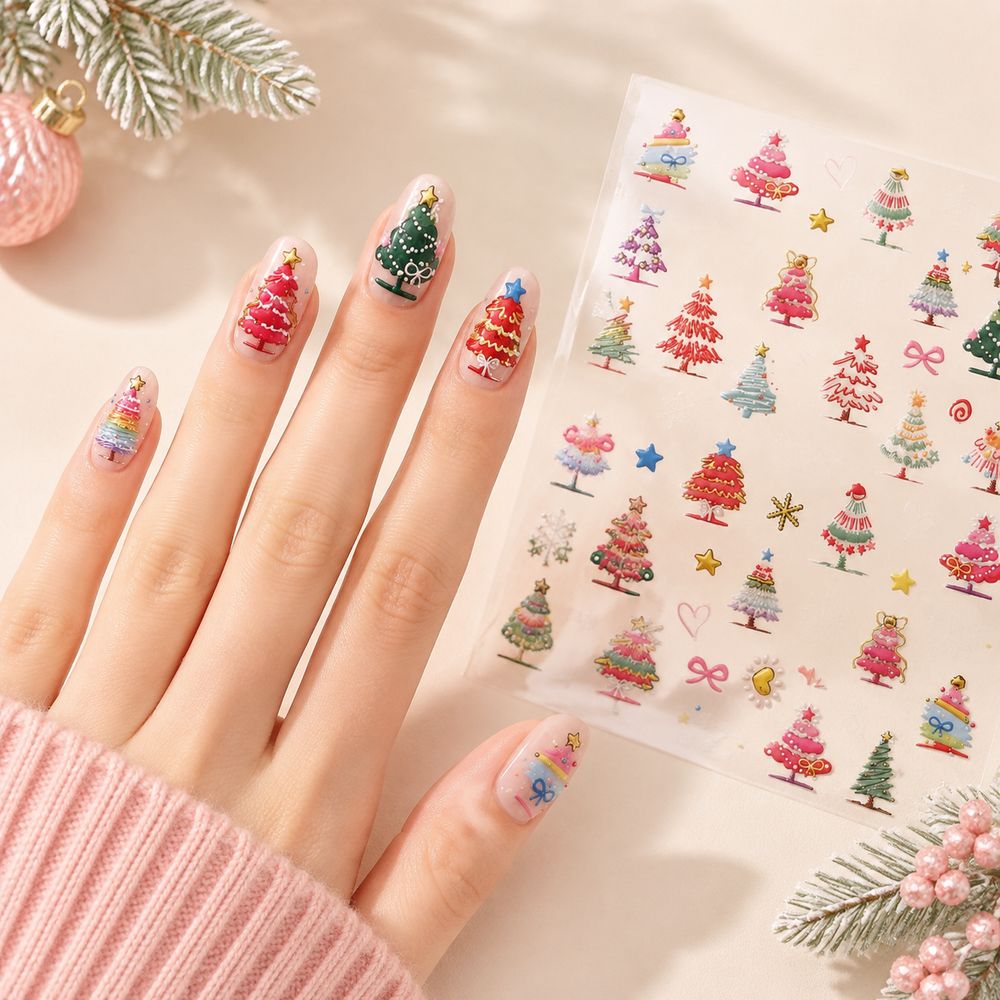 1 Stück Neujahrs-5D-Cartoon-We – Nail Art Xmas Stickers Bewertung und Preis