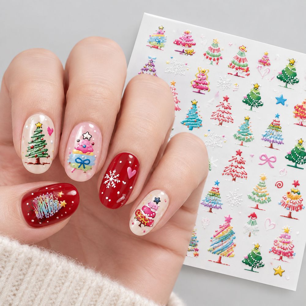 1 Stück Neujahrs-5D-Cartoon-We – Nail Art Xmas Stickers Bewertung und Preis