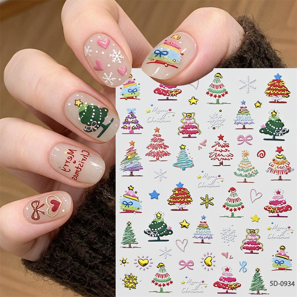 1 Stück Neujahrs-5D-Cartoon-We – Nail Art Xmas Stickers Bewertung und Preis