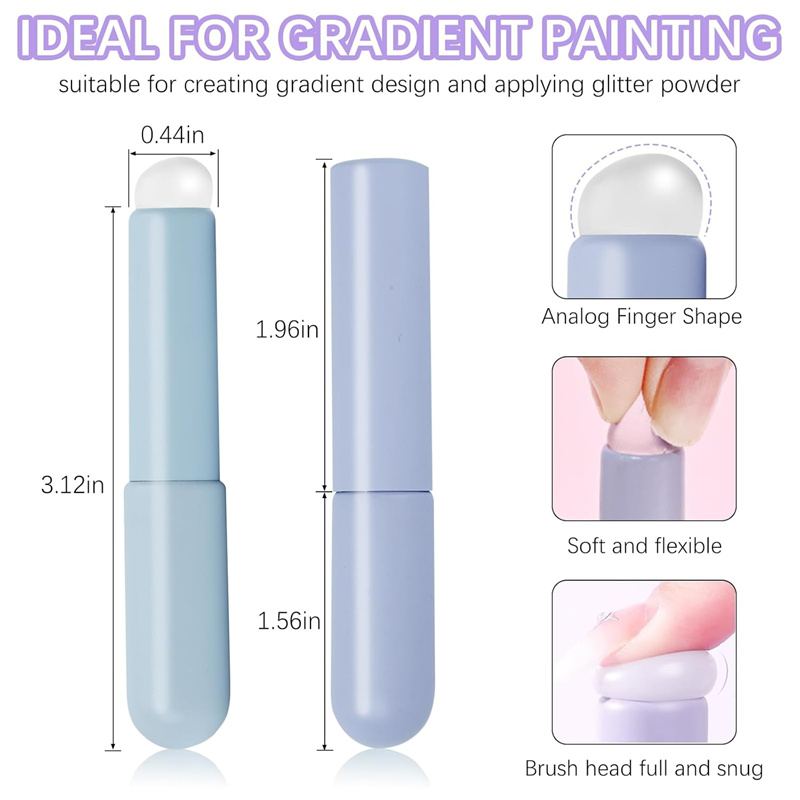 2 stücke Nail art Silikon Kopf – Nail Art Ombre Glitter Bewertung und Preis