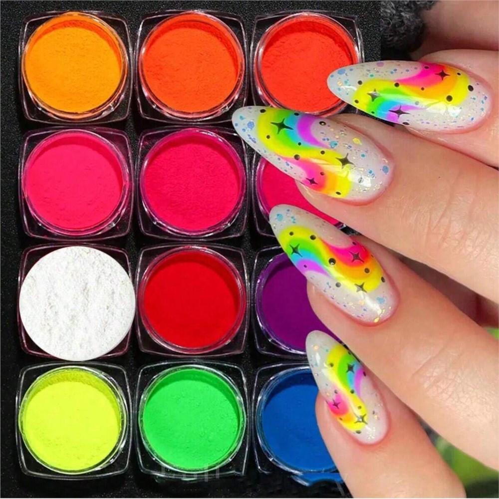 1 Satz bunte Neon Phosphor Pig – Nail Art Ombre Glitter Bewertung und Preis