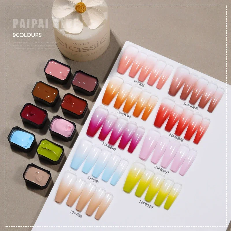 9 Farben/Box Pat Ombre Gel Nag – Nail Art Ombre Glitter Bewertung und Preis