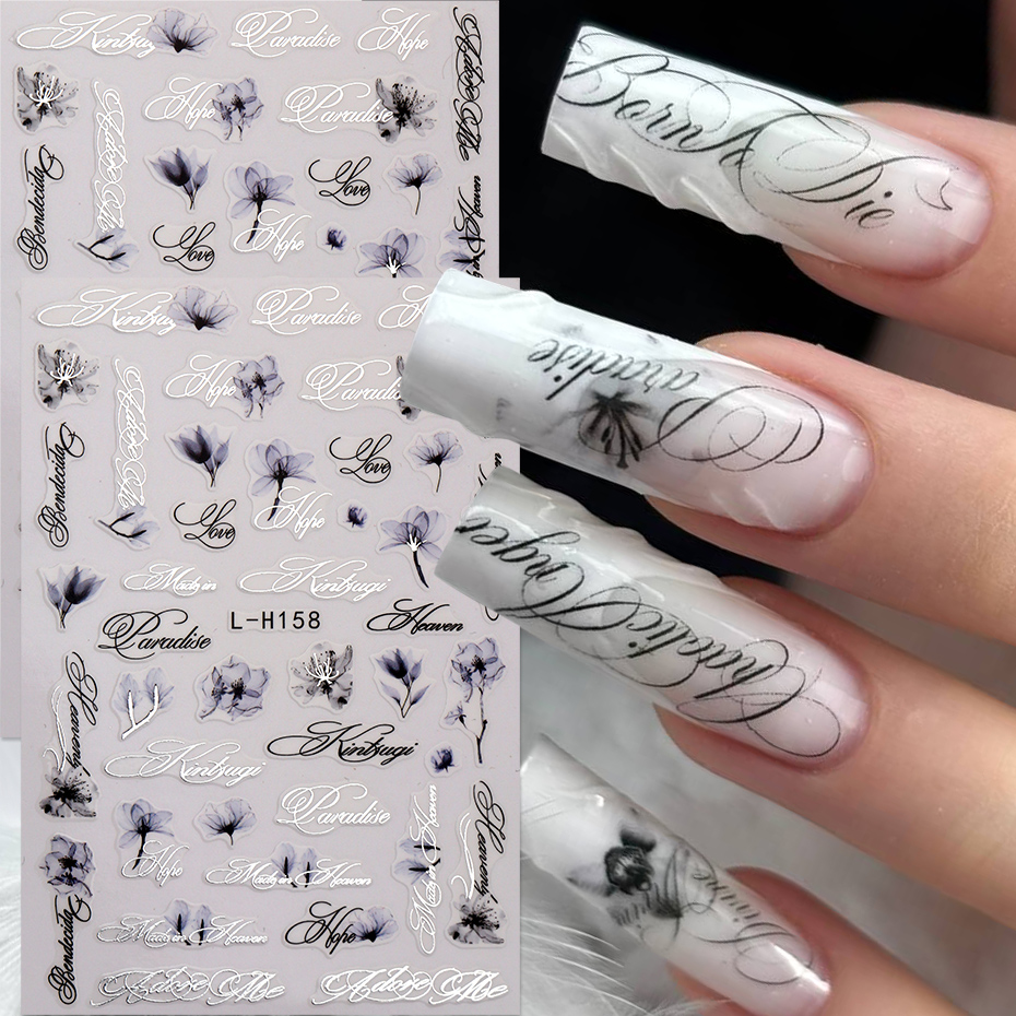 Tintenblumenmuster mit englisc – Nail Art Elegant Bewertung und Preis